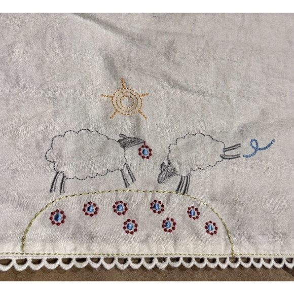 Ikea Baby Sheet & Pillowcase Embroidered Sheep Minnen Lamm Crib Nursery stain - Picture 1 of 7